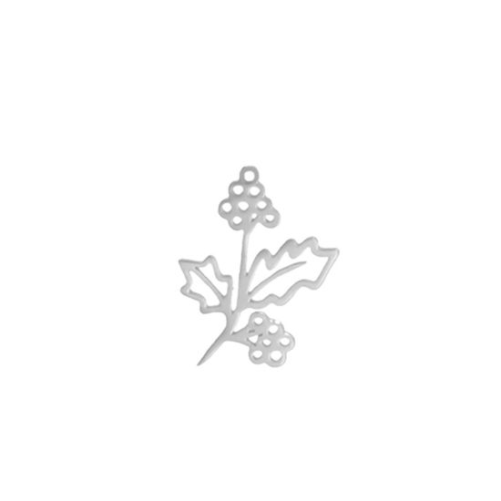 Bild von 304 Edelstahl Charms Weihnachten Stechpalmblätter Silberfarbe 13mm x 17mm, 1 Stück