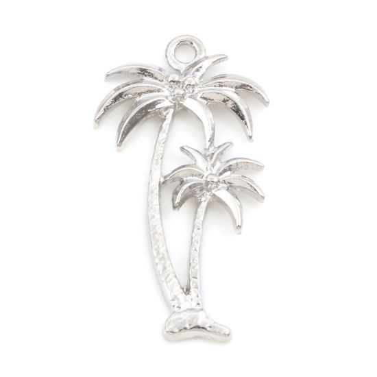 Imagen de Zamak Colgantes Árbol de Coco Tono de Plata 3.5cm x 1.9cm, 20 Unidades