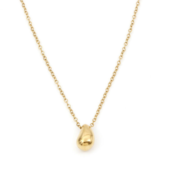 Immagine di 1 Pz Placcatura Sottovuoto PVD Ecologica Minimalista Elegante Placcato Oro 18K 304 Acciaio Inossidabile Catena a Cavo Goccia Collana Per Donne Regalo 41cm Lunghezza