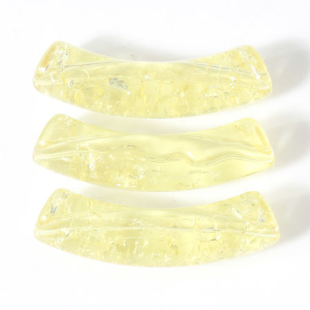 Image de Perles pour DIY Fabrication de Bijoux en Acrylique Jaune Tube Courbé Arc Craqué 3.3cm x 0.8cm, Trou: env. 1.4mm, 20 Pcs