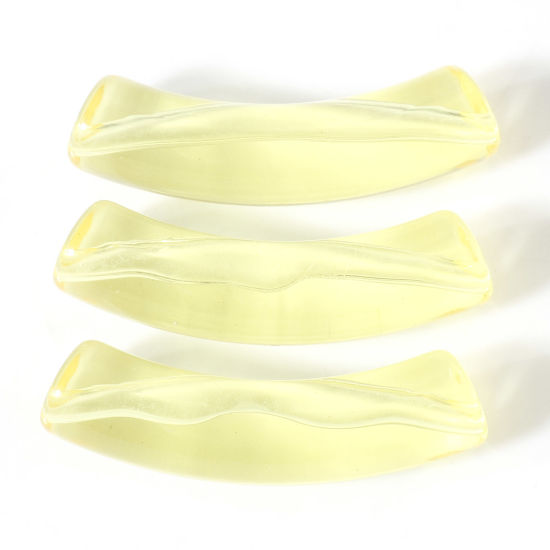 Изображение Акриловые Бисер для изготовления ювелирных украшений "Сделай сам Желтый Прозрачный, Изогнутая трубка Дуга 3.3см x 0.8см, Отверстие:примерно 1.4мм, 50 ШТ