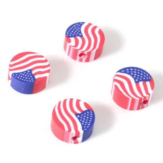 Wholesale 9mm 20/50/100pcs Red White Clay Beads Flat Round Candy