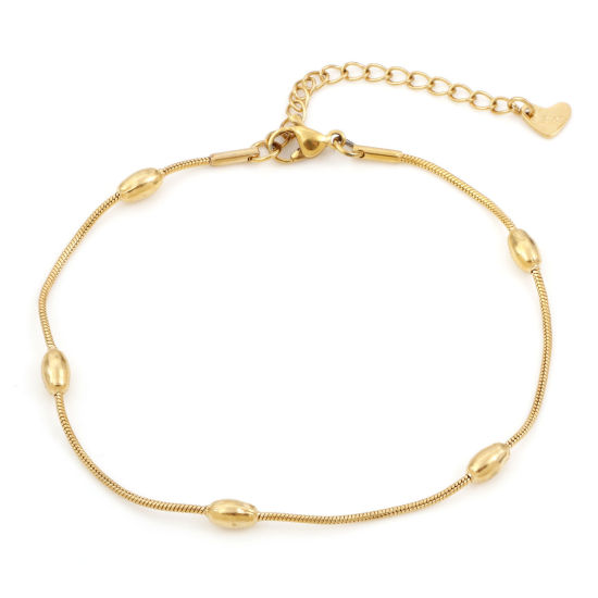 Picture of 1 Piece Vacuum Plating 304 Stainless Steel Simple Snake Chain Anklet Gold Plated 21.5cm(8 4/8") long