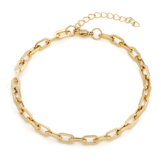 Picture of 304 Stainless Steel Simple Paperclip Chain Anklet Gold Plated 23.5cm(9 2/8") long, 1 Piece