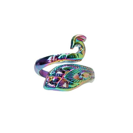 Imagen de Aleación Herramientas Para Hacer Punto Accesorios De Ganchillo Aro Extractor De Dedo Pavo Real AB Multicolor 2.1cm x 2cm, 1 Unidad