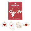Picture of Zinc Based Alloy Pendants Gold Plated White & Red Cat Animal Heart Enamel 3.3x1.7cm - 2.3x1.3cm, 1 Set( 4 PCs/Set)