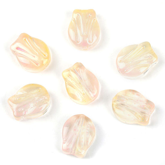 Bild von Muranoglas Perlen Tulpen Rosa & Geld Farbverlauf ca 10.5mm x 8.4mm, Loch:ca. 0.8mm, 20 Stück