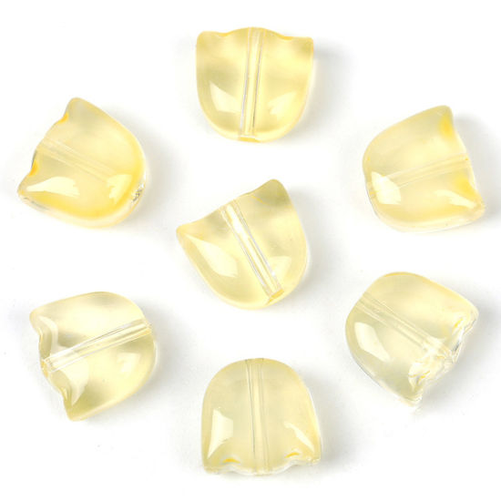 Image de Perles en Verre au Chalumeau Tulipe Jaune Clair Couleur du Dégradé 9mm x 8.8mm, Trou: 1.1mm, 20 Pcs