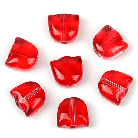Bild von Muranoglas Perlen Tulpen Rot Farbverlauf ca 9mm x 8.8mm, Loch:ca. 1.1mm, 20 Stück