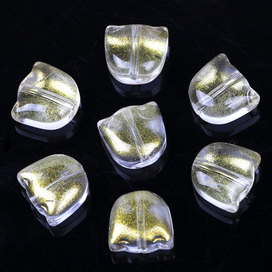 Image de Perles en Verre au Chalumeau Tulipe Or Couleur du Dégradé 9mm x 8.8mm, Trou: 1.1mm, 20 Pcs