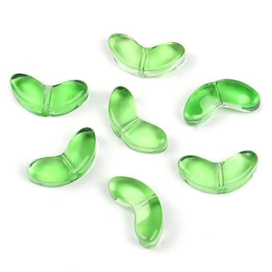 Image de Perles en Verre au Chalumeau Feuille Vert Clair Couleur du Dégradé 13.8mm x 6.5mm, Trou: 0.8mm, 20 Pcs