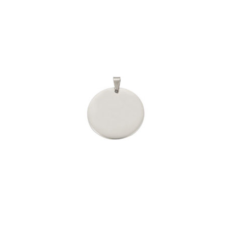 Image de PendentifsÉtiquettes d'Estampage Vierges en 304 Acier Inoxydable Respectueux de la Nature Rond Argent Mat Polissage Miroir 30mm Dia, 1 Pièce