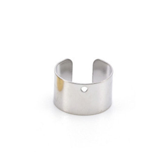 Picture of Hypoallergenic 304 Stainless Steel Ear Cuffs Clip Wrap Earrings U-shaped Silver Tone With Loop 10mm x 6mm, 20 PCs