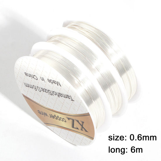 Picture of Copper Beading Wire Thread Cord Silver Plated 0.6mm(23 gauge), 1 Roll (Approx 6 M/Roll)