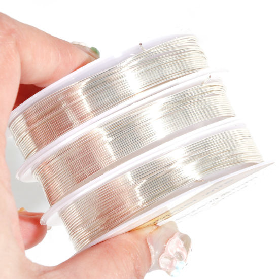 Picture of Copper Beading Wire Thread Cord Silver Plated 0.6mm(23 gauge), 1 Roll (Approx 6 M/Roll)