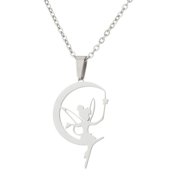 Image de Colliers Chaîne Maille Forçat en 304 Acier Inoxydable Insecte Argent Mat Démon 45cm Long, 1 Pièce