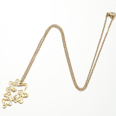 Image de Colliers Chaîne Maille Forçat en 201 Acier Inoxydable Élégant Plaqué Or 18K Face 45cm Long, 1 Pièce