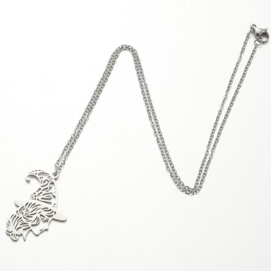 Picture of 201 Stainless Steel Stylish Link Cable Chain Necklace Silver Tone The Magician 45cm(17 6/8") long, 1 Piece