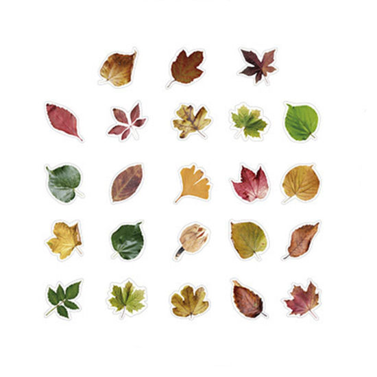 Picture of Paper Ins Style DIY Scrapbook Deco Stickers Multicolor Leaf 4.4cm x 4.4cm, 1 Set ( 46 PCs/Set)
