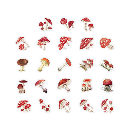 Picture of Paper Ins Style DIY Scrapbook Deco Stickers Multicolor Mushroom 4.4cm x 4.4cm, 1 Set ( 46 PCs/Set)