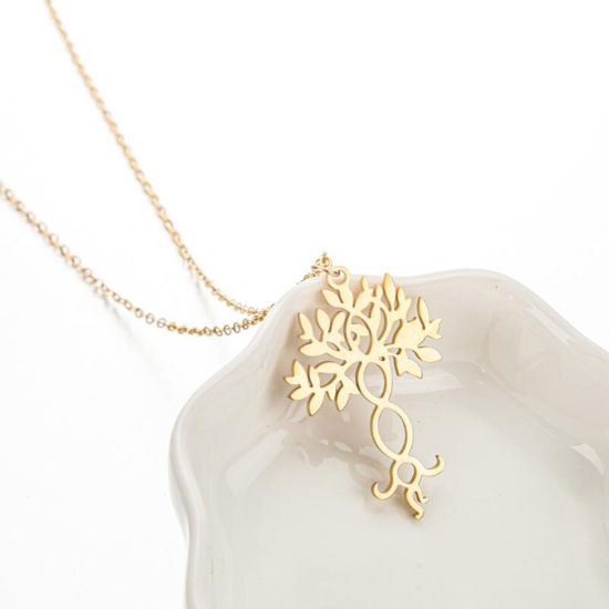 Bild von 304 Edelstahl Stilvoll Gliederkette Kette Halskette 18K Gold plattiert Lebensbaum 45cm lang, 1 Strang