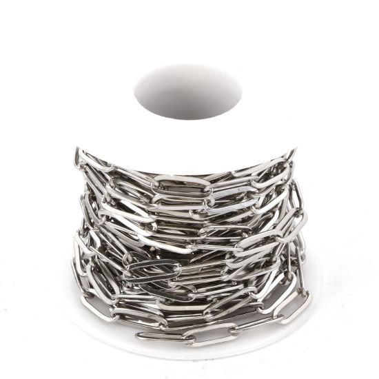 Picture of Eco-friendly 304 Stainless Steel Link Cable Chain Silver Tone 12.5x4.5mm, 1 Roll (Approx 5 M/Roll)
