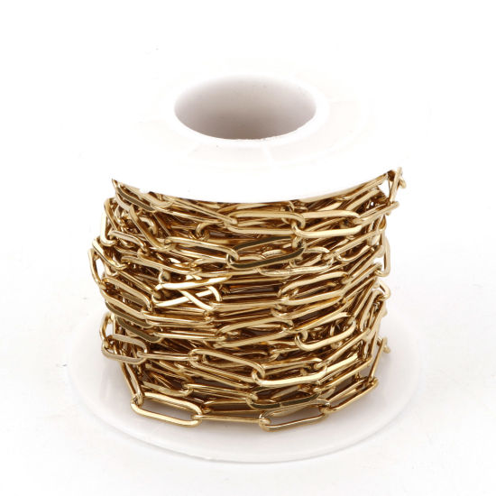 Image de 1 Rouleau (Env. 5 M/Rouleau) Chaîne Maille Forçat Accessoires pour la Fabrication de Bijoux Faits à la Main en 304 Acier Inoxydable Placage sous Vide PVD Respectueux de l'Environnement Plaqué Or 18K 12.5x4.5mm