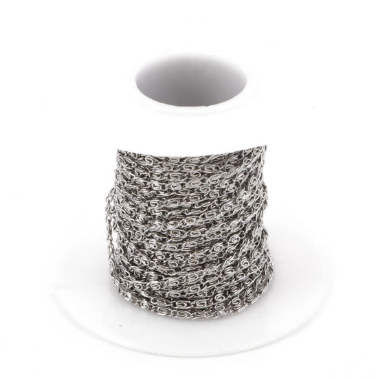 Picture of Eco-friendly 304 Stainless Steel Scroll Chain Silver Tone 1.8mm, 1 Roll (Approx 5 M/Roll)