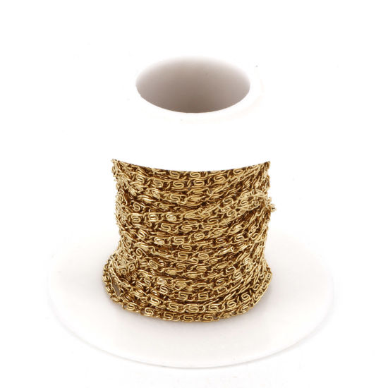 Image de 1 Rouleau (Env. 5 M/Rouleau) Chaîne Maille EscargotAccessoires pour la Fabrication de Bijoux Faits à la Main en 304 Acier Inoxydable Placage sous Vide PVD Respectueux de l'Environnement Plaqué Or 18K 1.8mm