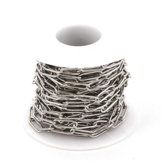 Picture of Eco-friendly 304 Stainless Steel Link Cable Chain Silver Tone 12x4mm, 1 Roll (Approx 5 M/Roll)