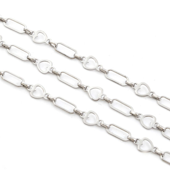 Picture of Eco-friendly 304 Stainless Steel Link Cable Chain Silver Tone 16x9mm 16x7mm 6.5x5mm, 1 Piece (Approx 1 M/Piece)