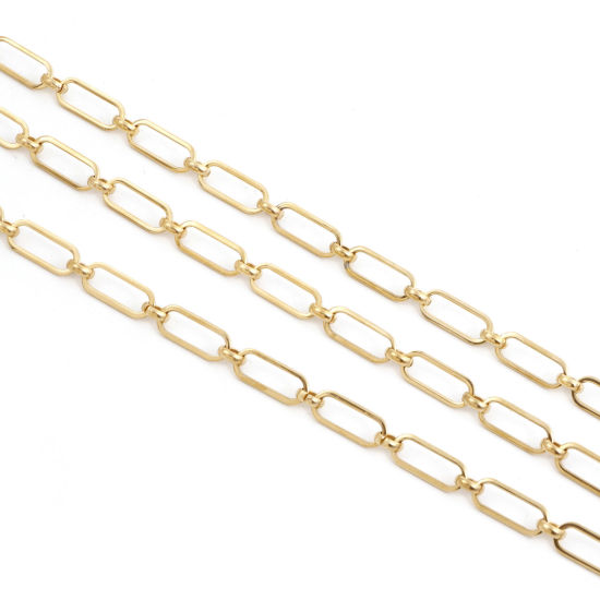 Picture of 1 Piece (Approx 1 M/Roll) Eco-friendly PVD Vacuum Plating 304 Stainless Steel Link Cable Chain For Handmade DIY Jewelry Making Findings 18K Gold Plated 16x7mm
