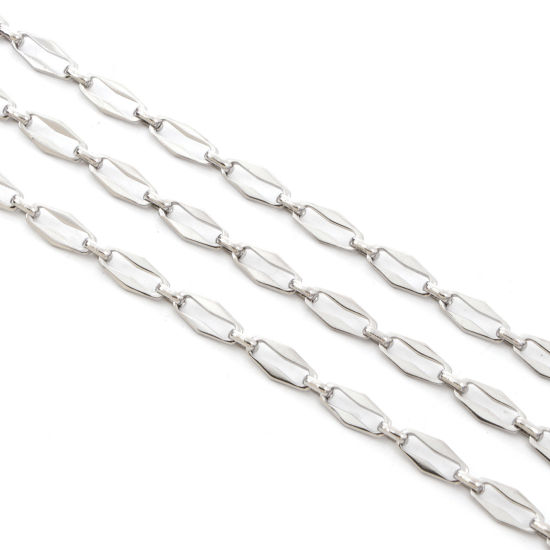 Picture of Eco-friendly 304 Stainless Steel Link Cable Chain Silver Tone 15x7mm 6.5x5mm, 1 Piece (Approx 1 M/Piece)