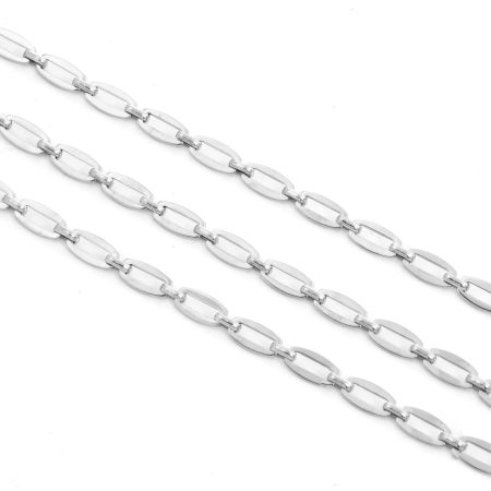 Picture of 1 Piece (Approx 3.28 Foot) Eco-friendly 304 Stainless Steel Paperclip Link Chain For Handmade DIY Jewelry Making Findings Silver Tone 6.5x5mm