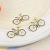 Picture of Zinc Based Alloy Travel Charms Light Golden Green Bicycle Enamel 28mm x 19mm, 5 PCs