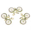 Picture of Zinc Based Alloy Travel Charms Light Golden Green Bicycle Enamel 28mm x 19mm, 5 PCs
