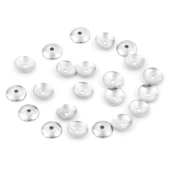 Picture of Brass Beads Caps Round Silver Tone (Fit Beads Size: 10mm Dia.) 6mm Dia., 20 PCs                                                                                                                                                                               