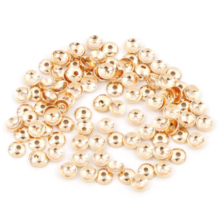 Picture of Brass Beads Caps Round 18K Real Gold Plated (Fit 8mm Bead) 4mm Dia., 10 PCs