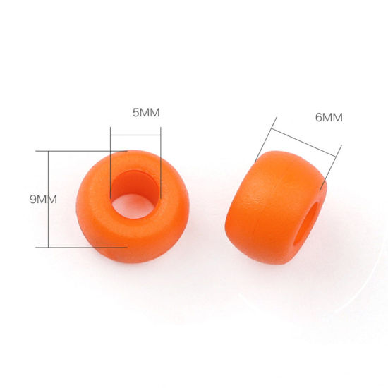 Picture of Plastic Cord Lock Stopper Sweater Shoelace Rope Buckle Pendant Clothing Accessories Round Orange 9mm x 6mm, 20 PCs