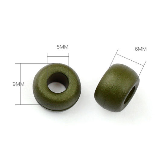 Picture of Plastic Cord Lock Stopper Sweater Shoelace Rope Buckle Pendant Clothing Accessories Round Army Green 9mm x 6mm, 20 PCs