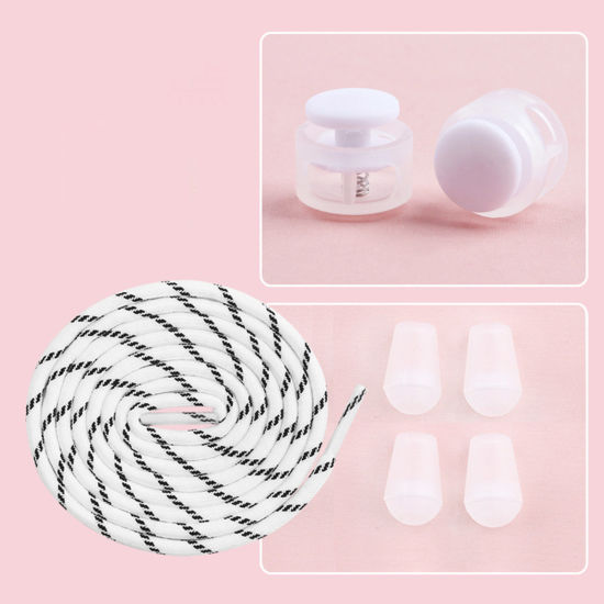 Picture of Polyester & Plastic Shoelaces Sneakers Laces Round White 100cm, 1 Set