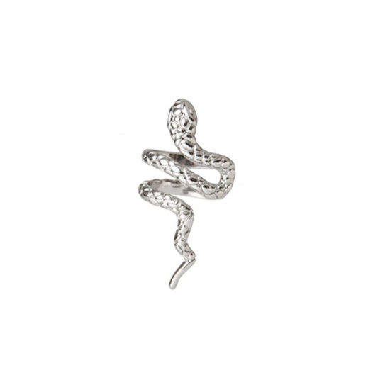 真鍮 ゴシック イヤークリップ プラチナメッキ ヘビ 蛇 右耳用 2cm x 1.1cm、 1 個                                                                                                                                                                                                              の画像
