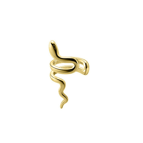 Picture of Brass Gothic Ear Cuffs Clip Wrap Earrings Gold Plated Snake Animal For Right Ear 2cm x 1.1cm, 1 Piece                                                                                                                                                         