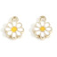 Picture of Brass Charms 14K Real Gold Plated White & Yellow Daisy Flower Enamel 8mm x 6mm, 2 PCs