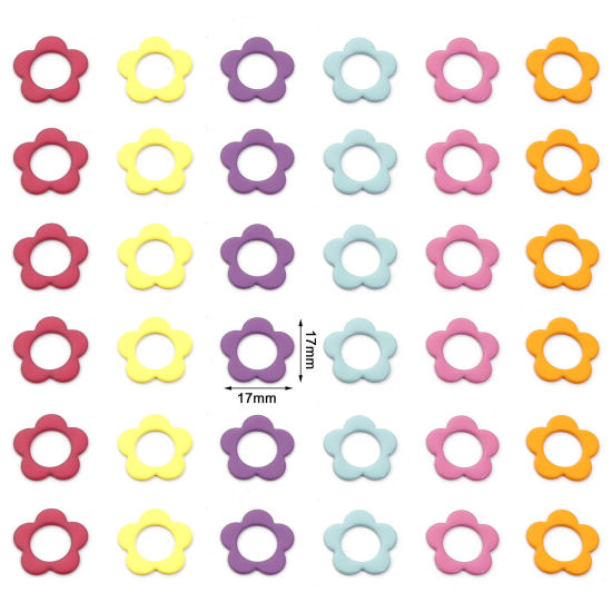 Picture of Zinc Based Alloy Knitting Stitch Markers Flower At Random Color Mixed Painted 17mm x 17mm, 1 Set ( 30 PCs/Set)