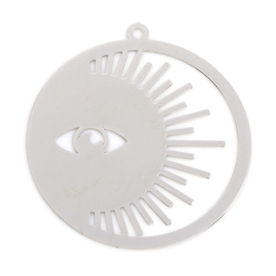 Imagen de Hierro Galaxia Colgantes Sol Tono de Plata Ojo 3.3cm x 3cm, 10 Unidades