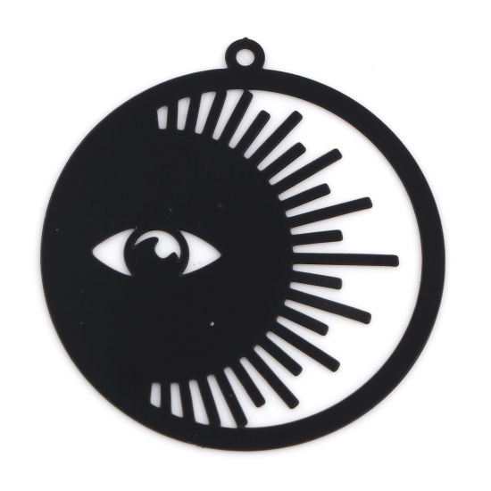 Imagen de Hierro Galaxia Colgantes Sol Negro Ojo Pintura 3.3cm x 3cm, 10 Unidades