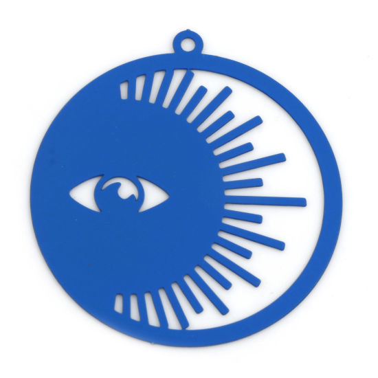 Imagen de Hierro Galaxia Colgantes Sol Azul Marino Ojo Pintura 3.3cm x 3cm, 10 Unidades