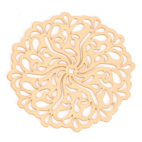 Picture of Iron Based Alloy Filigree Stamping Connectors Flower KC Gold Plated 3.4cm x 3.3cm, 5 PCs