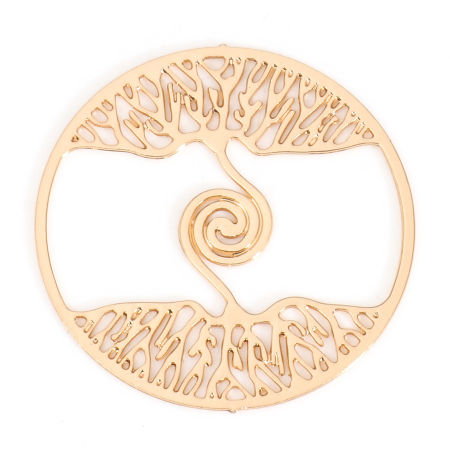 Image de Connecteurs Estampe en Filigrane en Alliage de Fer Rond Plaqué Or KC Spiral 20mm Dia, 10 Pcs